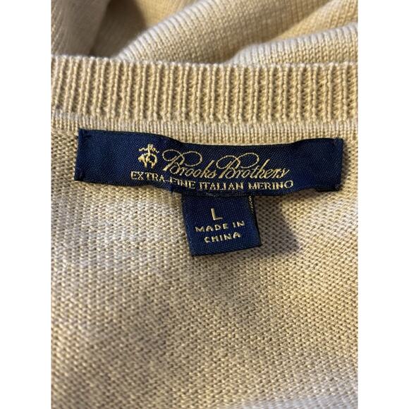 Brooks Brothers Mens Ultra-Fine Merino Crewneck Sweater Tan Large - Picture 4 of 5